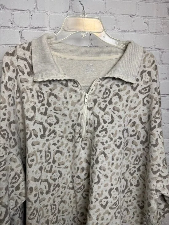 Aerie leopard print sweater pullover quarter zip lounge active XL mobwife - Picture 3 of 6